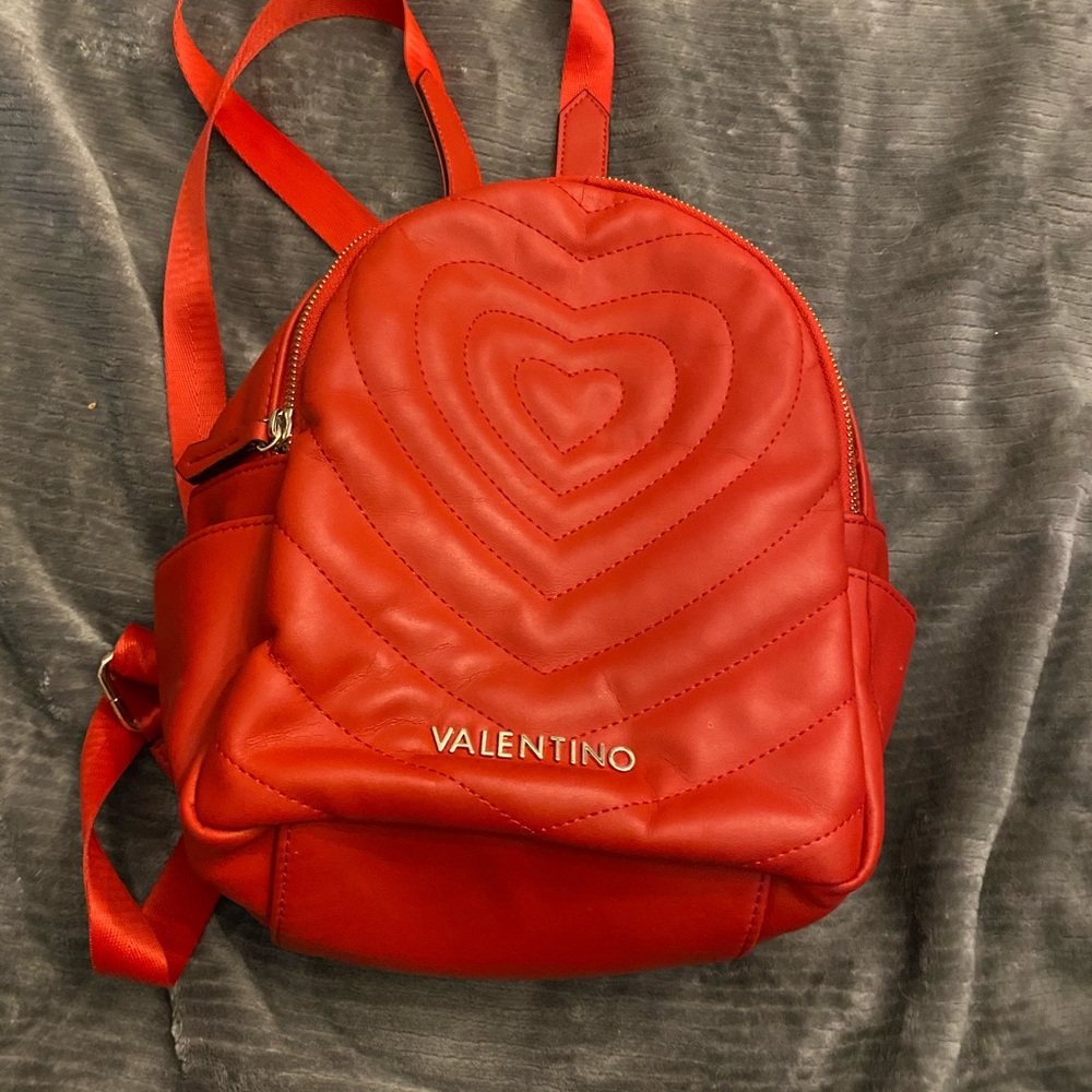Valentino Red Quilted Heart Backpack